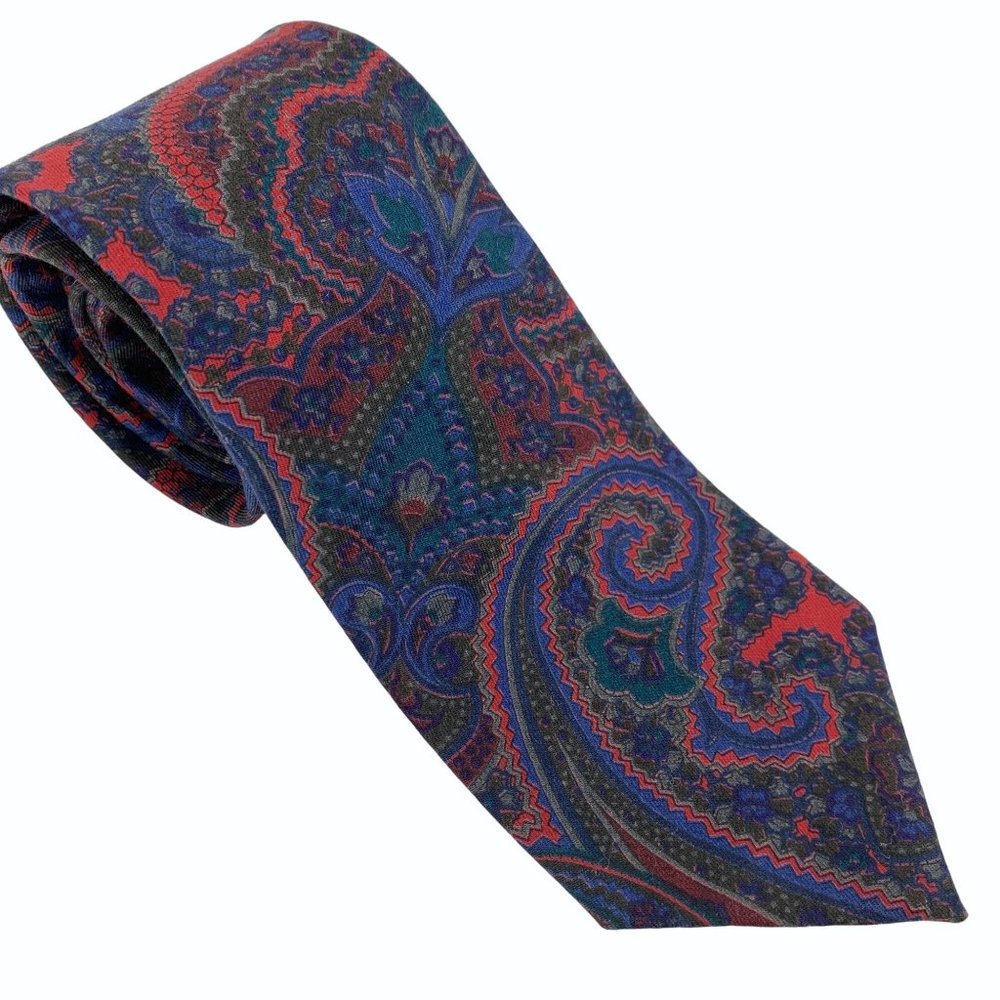 Liberty London Paisley Cotton Tie Made in USA Vintage Jewel Tone Mens Gift